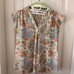 Chaus Multicolor Paisley V-Neck Blouse